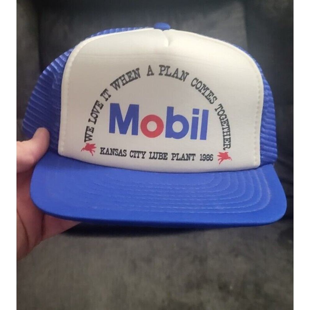 Vitage Mobil Oil Hat Snap Back Kansas City Lube Plant 1996